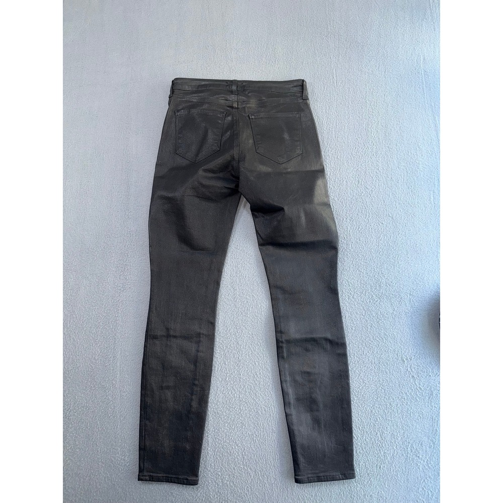 L'AGENCE Jyothi High Rise Coated Skinny Jeans Noir Black Split Hem Size 28 - Picture 3 of 8